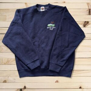 90s navy crewneck sweatshirt with embroidered Fruit of the Loom Super Cotton